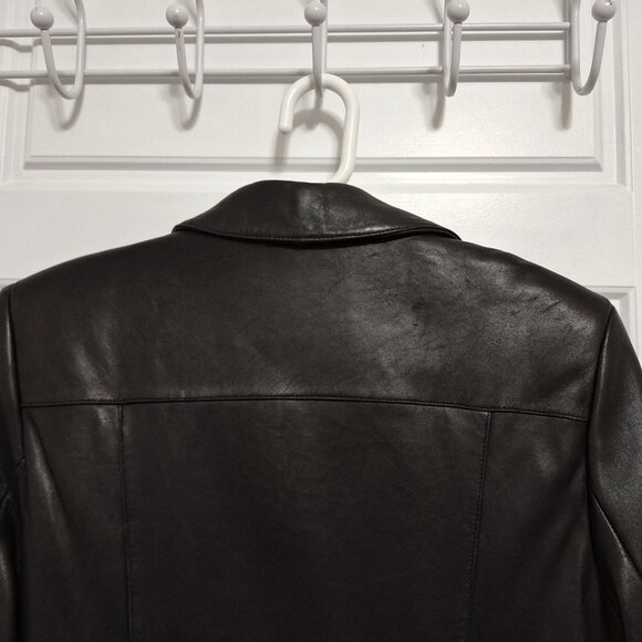 Danier Black Leather Trench Coat with winter lining size 6-8 - Picture 12 of 15